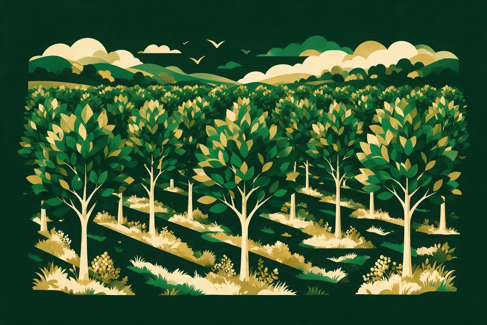 Young trees in a woodlot plantation